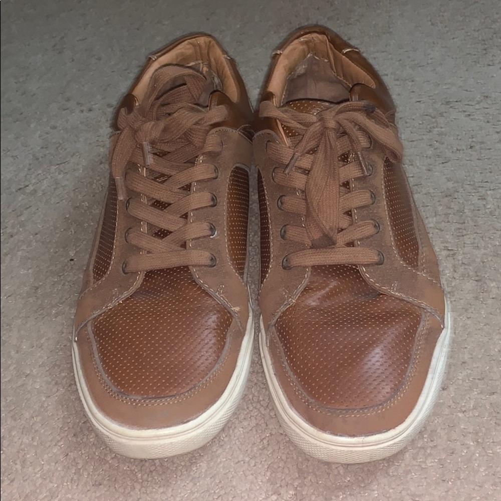 brown leather sneakers